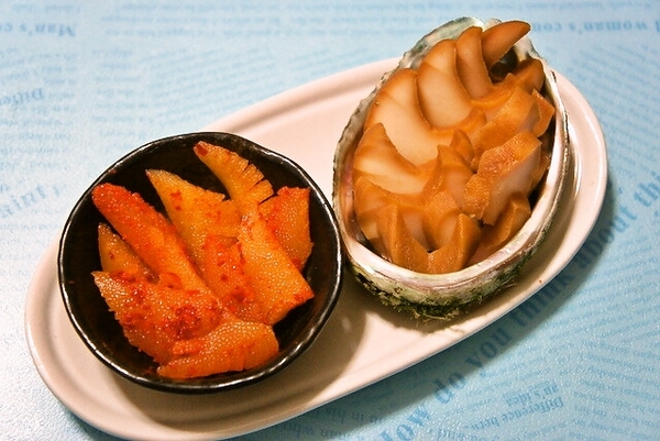 煮貝とキムチ数の子