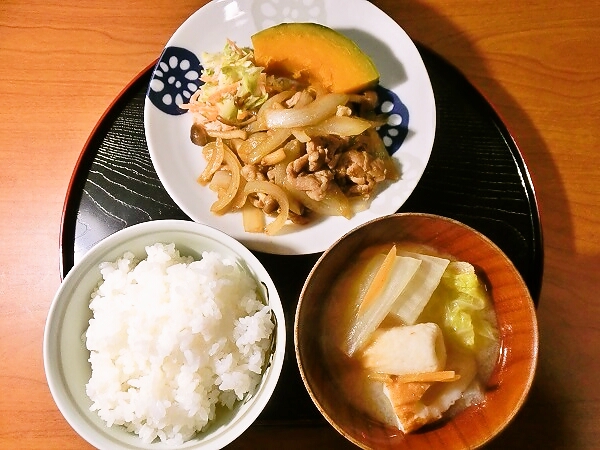 豚肉と玉ねぎの炒め物晩ご飯