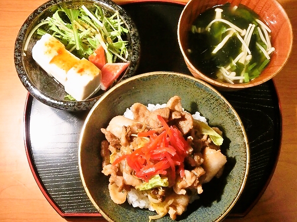 豚丼の晩ごはん