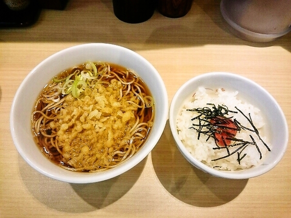 朝そば(明太子ごはん)
