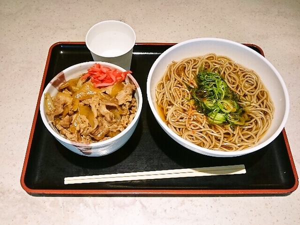 かけそばとミニ牛丼セット(羽田空港)