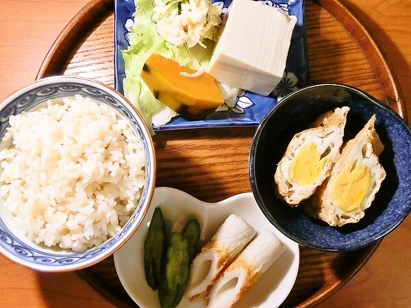 卵巾着のヘルシー晩ご飯