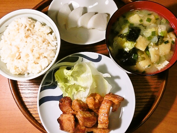 豚肉のコロコロステーキ晩ごはん