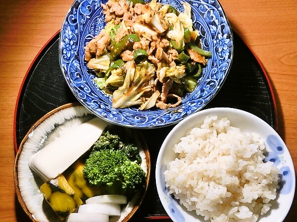 回鍋肉の晩ごはん