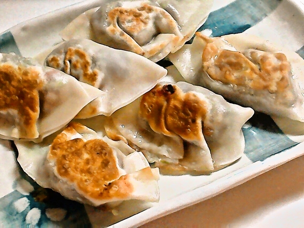 残り物の牛ひき肉やカニカマ、白菜入れて和風味餃子