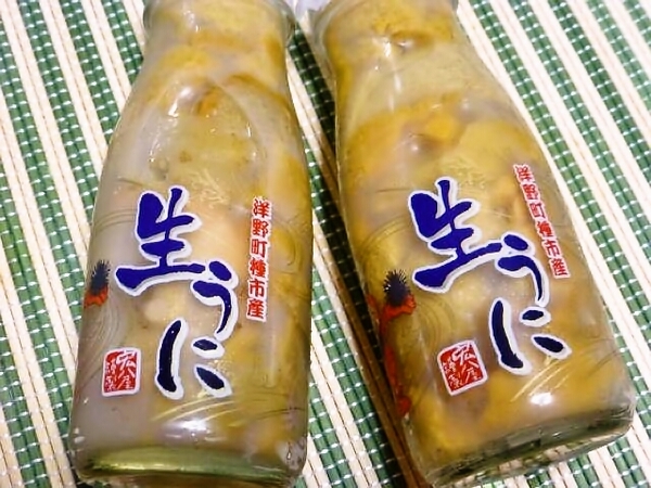 牛乳瓶に入った生うに♪