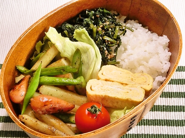 アスパラとウインナーのソテーのお弁当