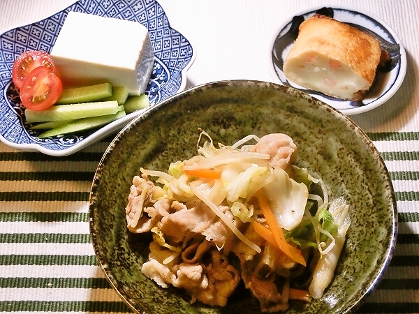野菜炒めの晩ごはん