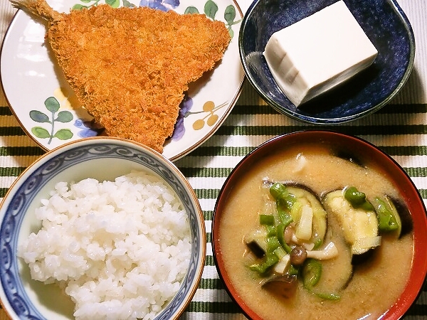 アジフライの晩御飯