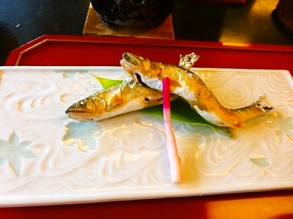 長良川の天然鮎の塩焼き　川で泳いでるような・・・