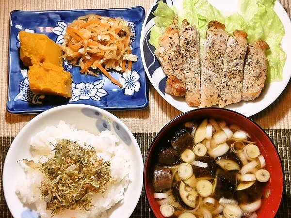 ポークソテーの晩ごはん