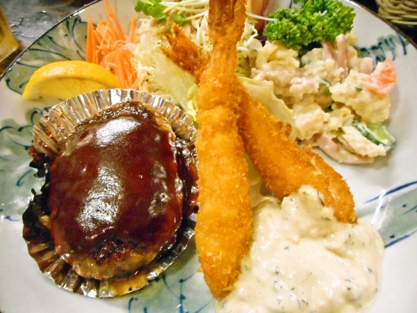 エビフライ＆ハンバーグ定食