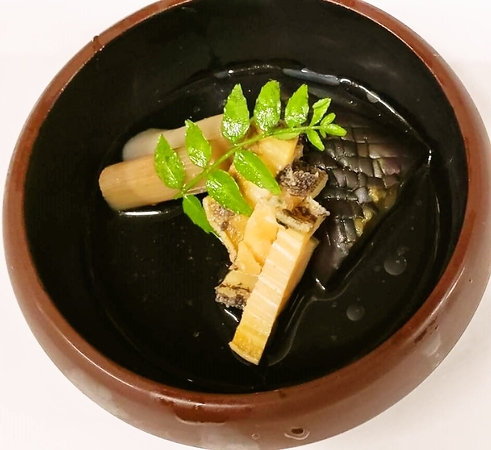 三厨なら　あわびとなすの煮物