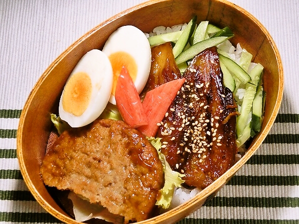 茄子の生姜入り照り焼きのお弁当
