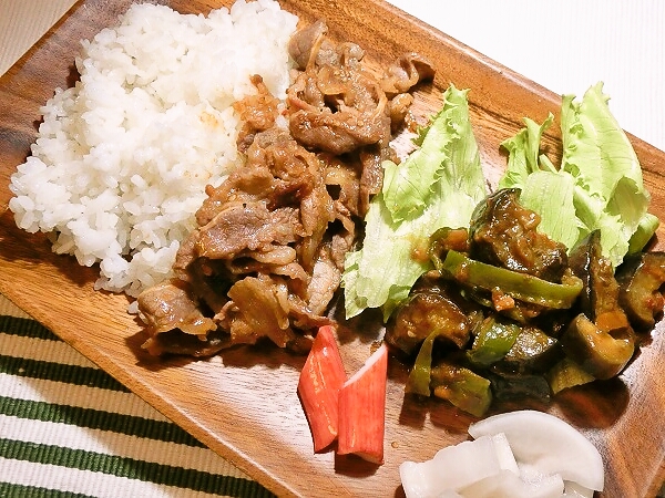味付け牛切り落としの晩ごはん