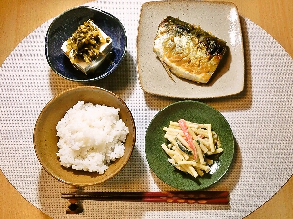 サバの西京焼きの晩ごはん
