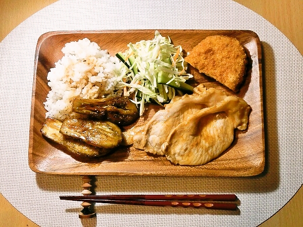 豚肉の甘味噌焼きの晩ごはん