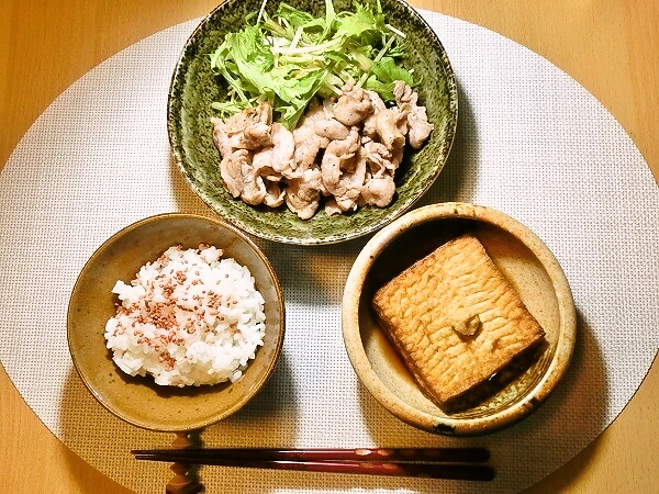 豚肉のソテーの晩ごはん