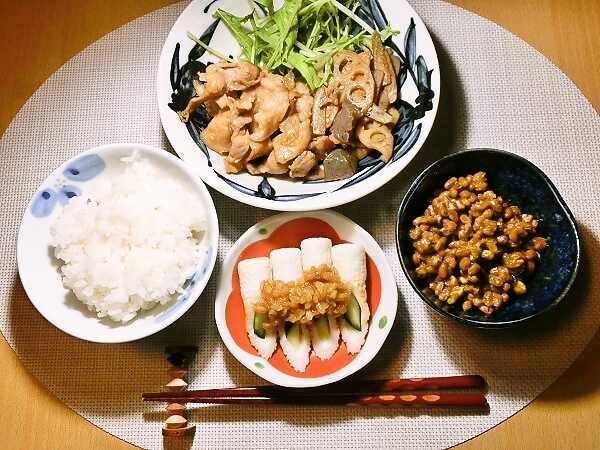 豚の生姜焼きの晩ごはん