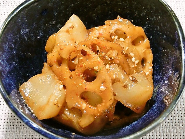 レンコンとこんにゃくの味噌きんぴら