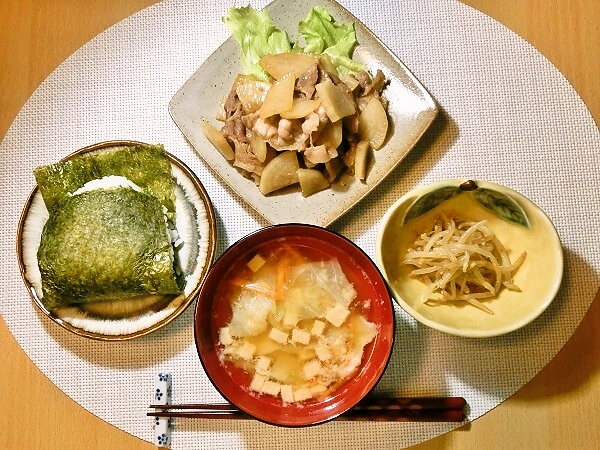 大根と豚肉の甘辛煮の晩ごはん