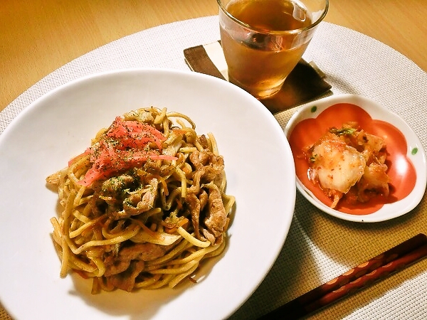 焼きそばの晩ごはん