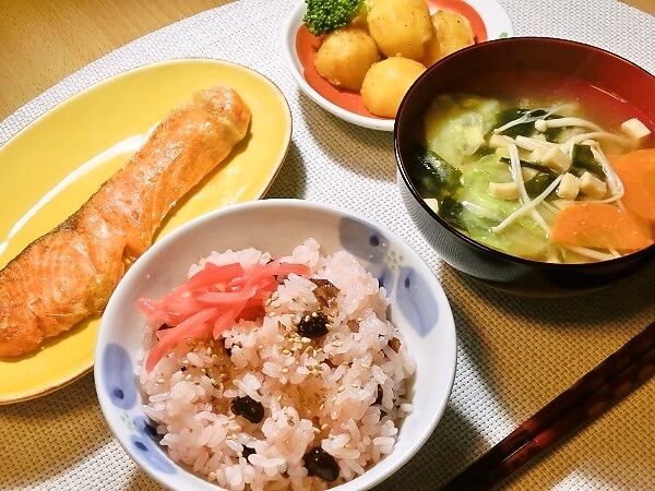 北海道赤飯の晩ごはん