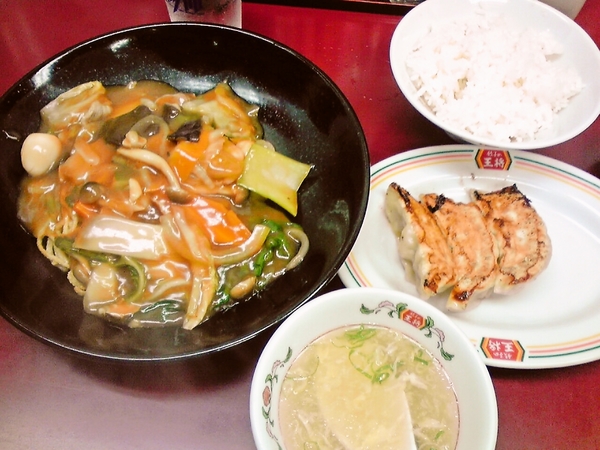 王将のあんかけ焼きそばセット