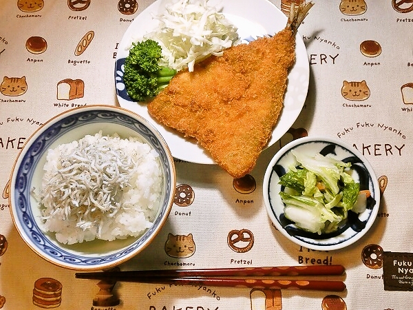 アジフライの晩ごはん