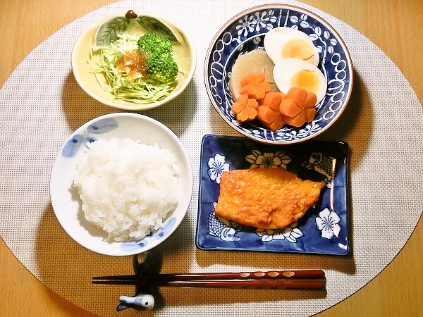 かじきの味噌焼きの晩ごはん