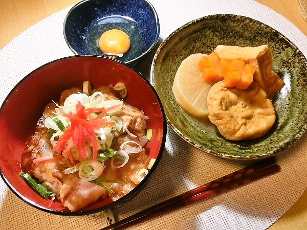 豚バラ丼の晩ごはん