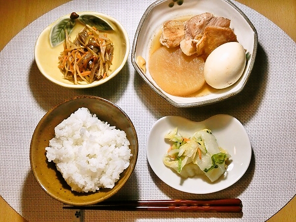 豚の角煮の晩ごはん