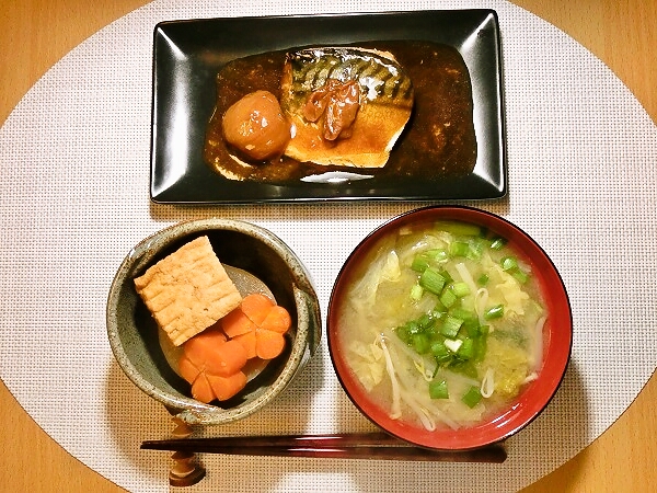 レンチンさばと南高梅の煮付けで晩ごはん