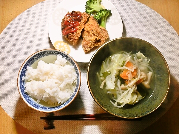 中華スープと揚げ物な晩ごはん