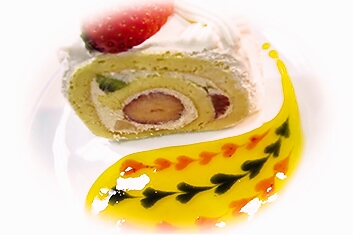 「ケーキロールのソースアート添え」食の専門店通販フードーム