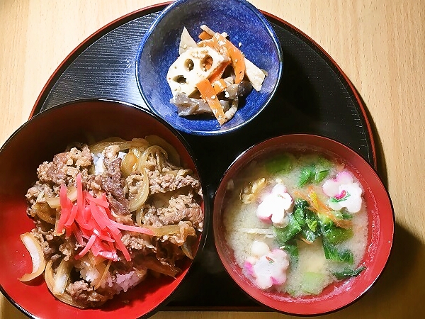 牛丼の晩ごはん