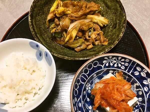 回鍋肉とキムチ奴