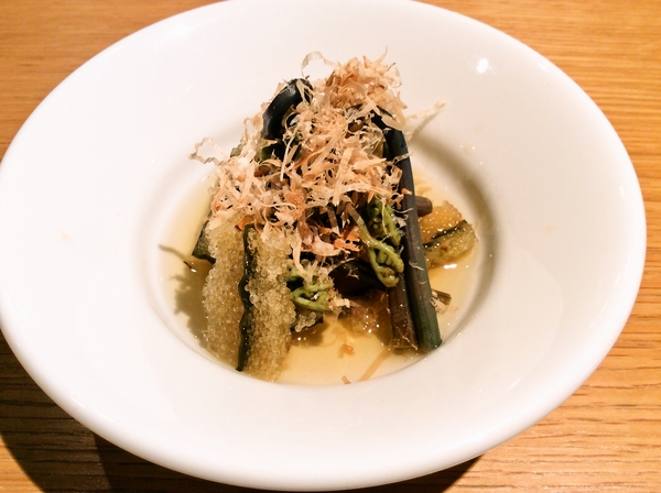 子持ち昆布とわらびのお浸し