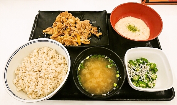吉野家の牛皿麦とろ御膳