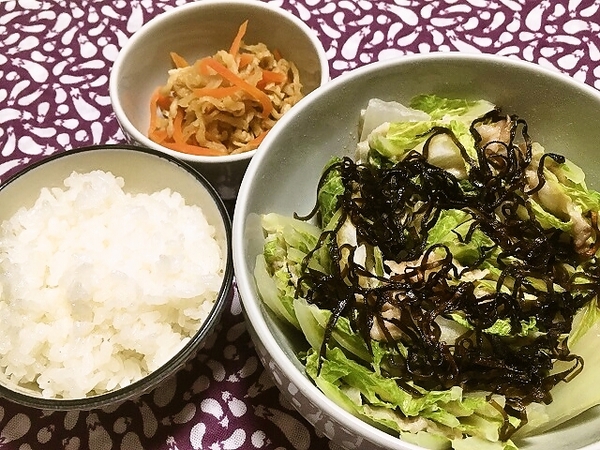 【晩ごはん】塩昆布でレンチンミルフィーユ蒸し