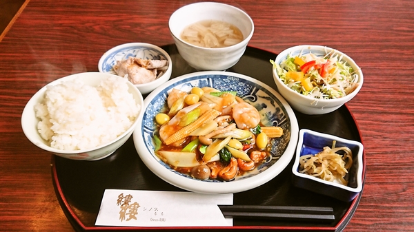 シノワ縷縷＠京都・福知山の日替わりランチ「海老の辛味炒め」