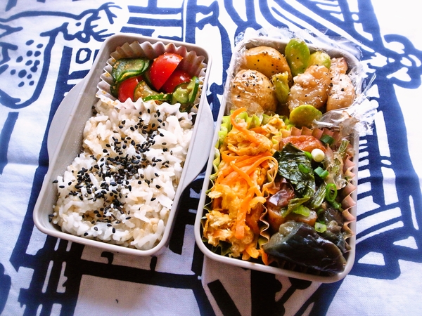 豚肉と新じゃが、そら豆のハニーナンプラー炒め弁当