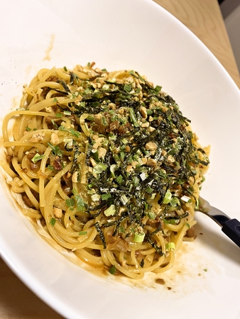 だし香るなっとうスパゲッティ