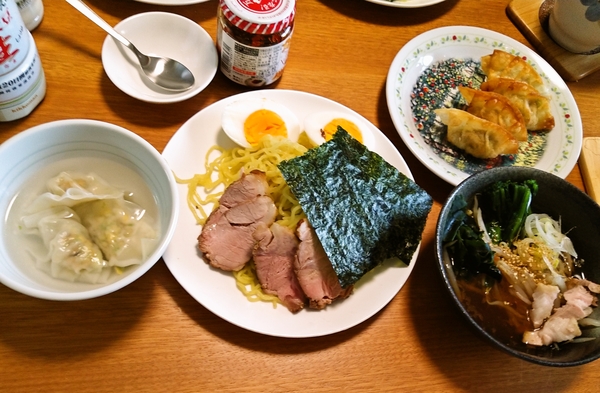 おうちつけ麺、餃子セット