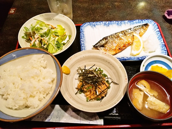 焼鯖定食＋納豆