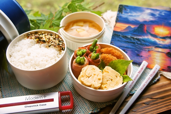 「インゲンのベーコン巻き弁当」de長男のランチ