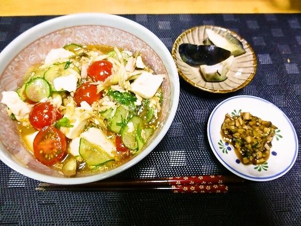 冷や汁と山形だしのおうちごはん♪