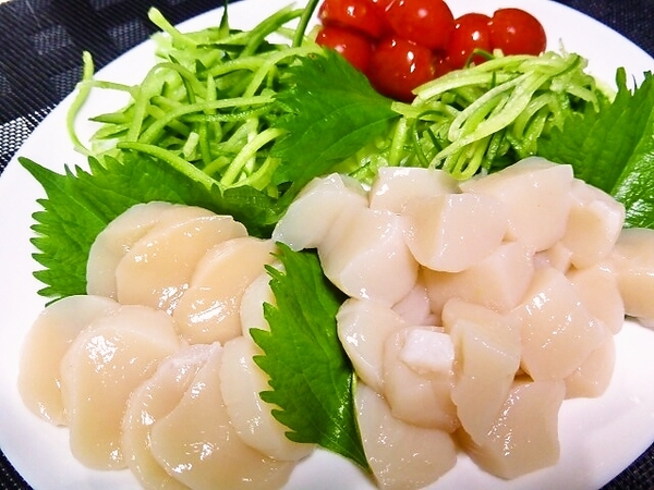 ほたて貝柱のお刺身　大きくて満足♪