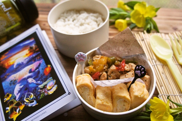 タイ料理ガイガパオ風＆玉子焼き弁当de長男のランチ