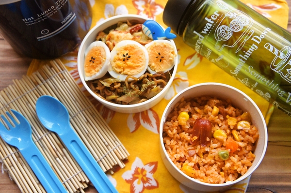 ケチャップライス＆グラタン弁当de長男のランチ